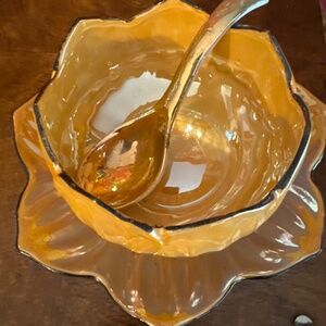 Vintage Japan Lusterware Lotus Flower Bowl